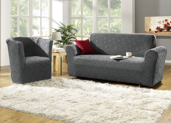 Sessel- & Sofaüberwürfe - Stretchbezüge mit optimaler Passform, in Größe 101 (Sesselbezug) bis 112 (Clubsessel-Bezug), in Farbe CREME Ansicht 5