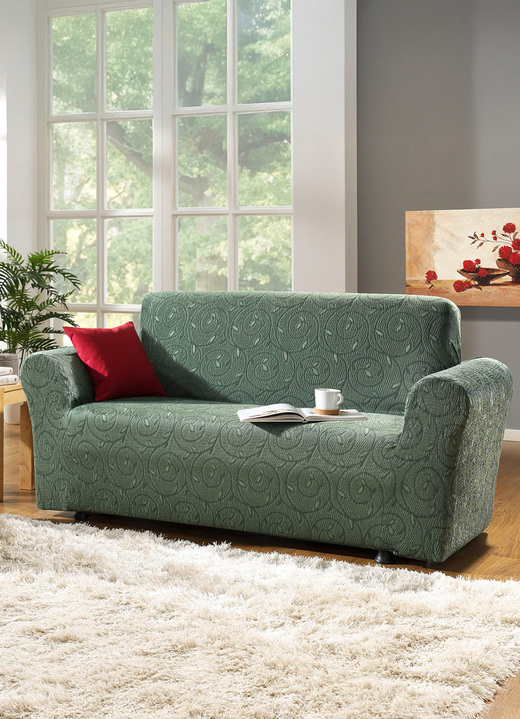 Sessel- & Sofaüberwürfe - Stretchbezüge mit optimaler Passform, in Größe 101 (Sesselbezug) bis 112 (Clubsessel-Bezug), in Farbe CREME Ansicht 4