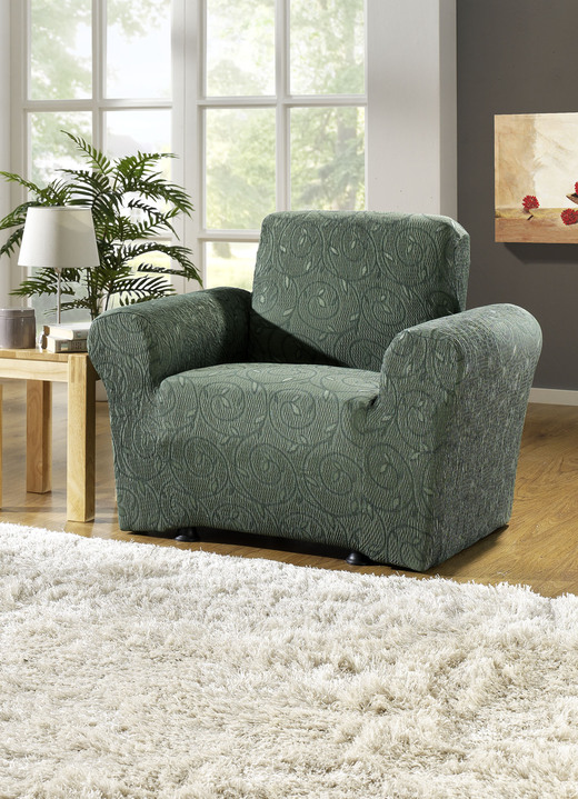 Sessel- & Sofaüberwürfe - Stretchbezüge mit optimaler Passform, in Größe 101 (Sesselbezug) bis 112 (Clubsessel-Bezug), in Farbe CAMEL Ansicht 9