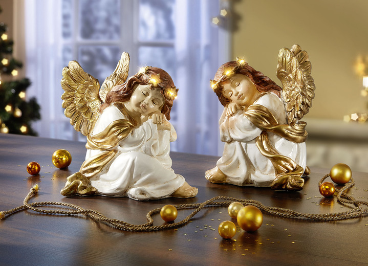 Weihnachten - Beleuchteter Engel, 2er-Set, in Farbe WEISS-GOLD Ansicht 2