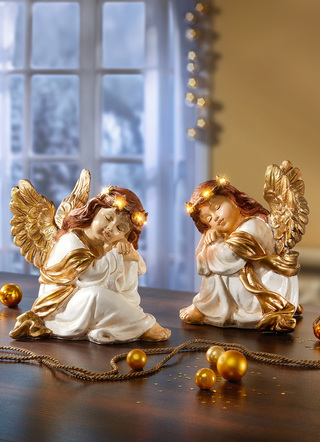 Weihnachten - Beleuchteter Engel, 2er-Set, in Farbe WEISS-GOLD