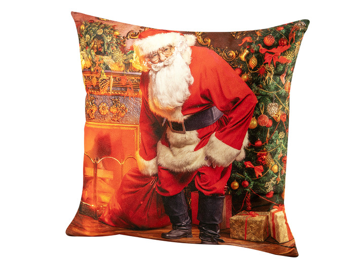 Kissenbezüge - Kissenbezug mit weihnachtlichen Motiven, in Farbe ROT, in Ausführung Kissenbezug Weihnachtsmann Ansicht 1