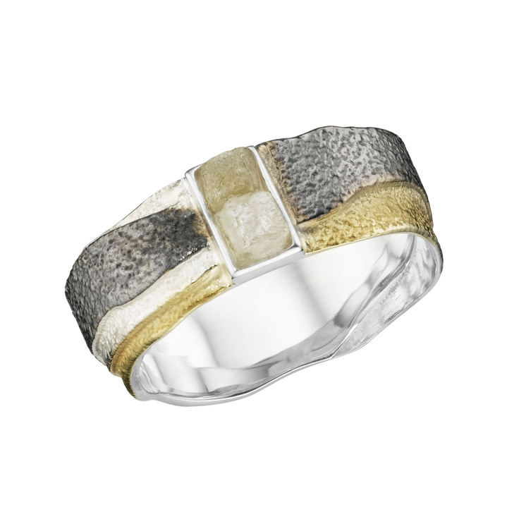 - Damenring mit 2 Roh-Diamanten, in Größe 160 bis 220, in Farbe  Ansicht 2