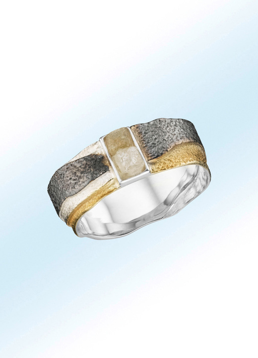 Ringe - Damenring mit 2 Roh-Diamanten, in Größe 160 bis 220, in Farbe