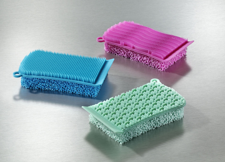 Reinigungshelfer & Reinigungsmittel - Silikonschwämme für Küche und Bad 3-Teilig, in Farbe BUNT