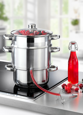 - Dampf-Entsafter mit Glasdeckel, in Farbe EDELSTAHL
