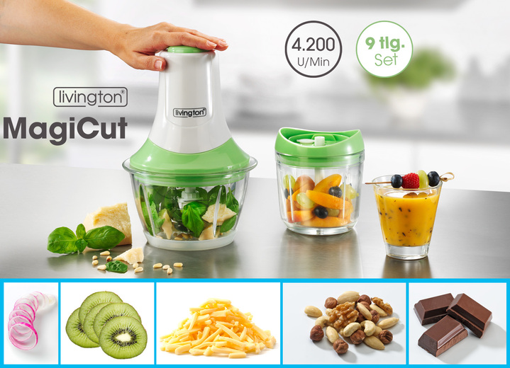 Küchenhelfer - Livington MagiCut 5-in-1 Power-Multi-Zerkleinerer, in Farbe WEISS, in Ausführung Zerkleinerer Deluxe-Set Ansicht 1