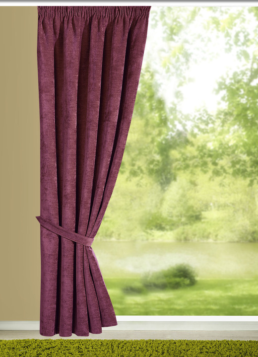 Klassisch - Energiespar-Verdunkelungsschals, in Größe 364 (H150xB135 cm) bis 899 (Raffhalter, 2er-Pack, 80 cm), in Farbe BORDEAUX