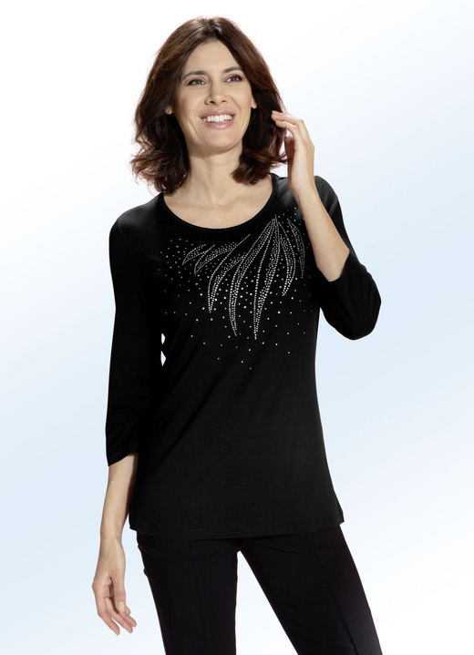 Shirts - Shirt mit schmückender Steinzier in 2 Farben Ansicht 2 Shirts - Shirt mit schmückender Steinzier in 2 Farben, in Größe 036 bis 054, in Farbe BEERE Ansicht 2