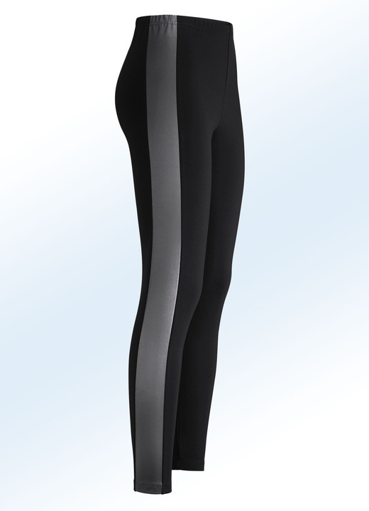 Damenmode - Leggings im interresanten Materialmix, in Größe 018 bis 092, in Farbe SCHWARZ Ansicht 1