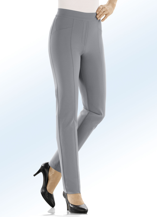 Damenmode - Hose mit hübschen Ziersteppungen, in Größe 018 bis 054, in Farbe MITTELGRAU Ansicht 1