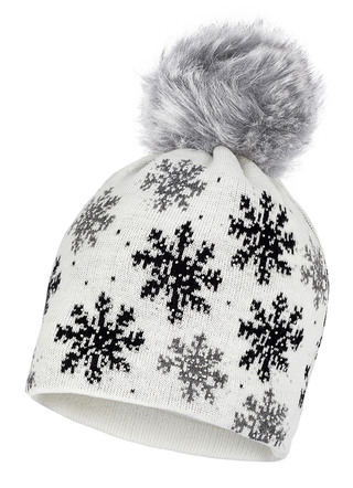 Trendige Damen-Mütze mit Schneeflocken-Dessin