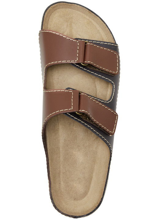 Sandalen & Pantoletten - GINO GALANTE, klassische Herren-Pantoletten, aus Leder, in Größe 040 bis 046, in Farbe MARONE-SCHWARZ Ansicht 2