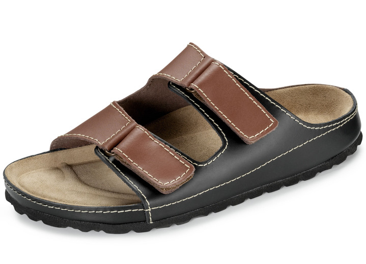 Mode - GINO GALANTE, klassische Herren-Pantoletten, aus Leder, in Größe 040 bis 046, in Farbe GRAU-SCHWARZ Ansicht 2