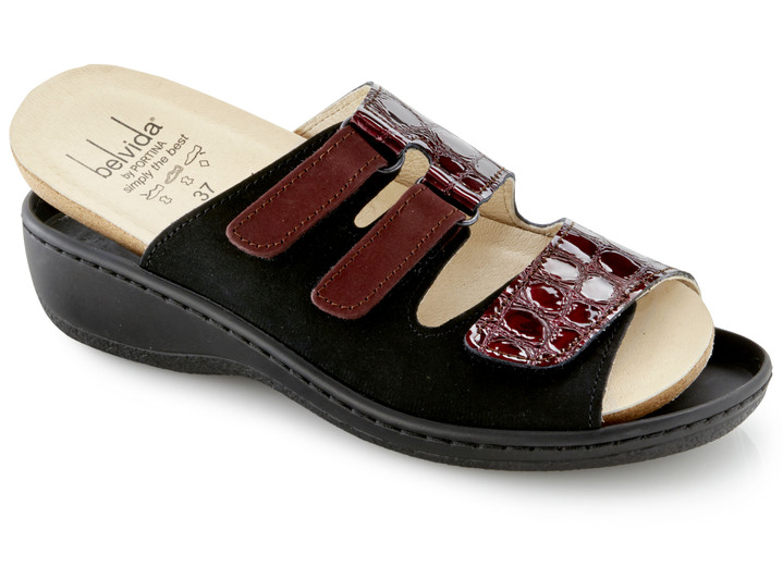 Komfortschuhe - ELENA EDEN, bequeme Damen-Pantoletten, Weite H, mt herausnehmbarem Fußbett, in Größe 036 bis 042, in Farbe MARINE-BUNT Ansicht 4