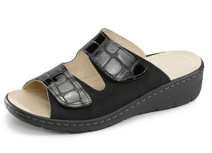 Komfortschuhe - ELENA EDEN, bequeme Damen-Pantoletten, Weite H, mit herausnehmbarem Fußbett, in Größe 036 bis 042, in Farbe SCHWARZ Ansicht 1