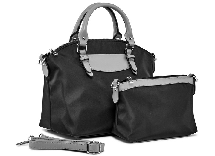 Taschen - Collezione Alessandro Taschen-Set aus glänzendem Textil- und Synthetikmaterial, in Farbe SCHWARZ-GRAU Ansicht 1