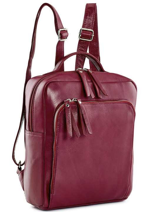 Taschen - Laurina Rucksack aus Vollrind-Nappaleder, in Farbe BORDEAUX Ansicht 1