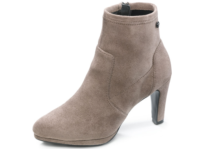 Stiefel & Stiefeletten - Caprice Stiefelette aus elastischem Veloursmaterial, in Größe 6 1/2 bis 7 1/2, in Farbe TAUPE