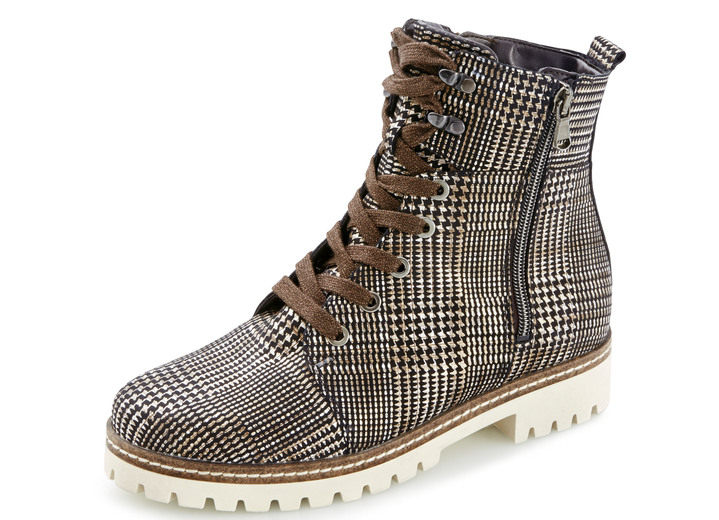 - Waldläufer Schnür-Stiefelette mit zartem Metallic-Schimmer, in Größe 3 1/2 bis 8, in Farbe BRAUN Ansicht 1