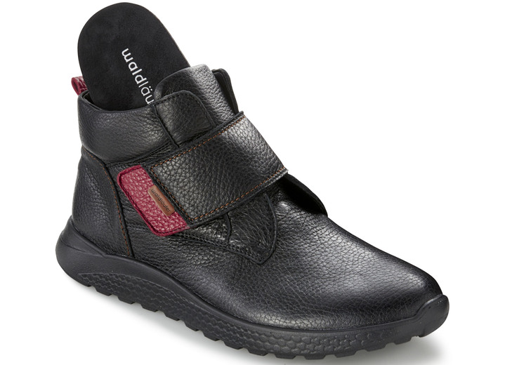 Komfortschuhe - Waldläufer, bequeme Damen-Stiefeletten, Weite H, mit herausnehmbarem Fußbett, in Größe 4 1/2 bis 9, in Farbe SCHWARZ-ROT Ansicht 2