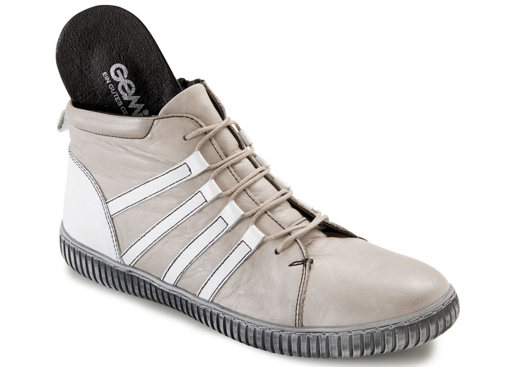 - Gemini Schnür-Booties aus hochwertigem Leder, in Größe 036 bis 042, in Farbe KIESEL-WEISS Ansicht 2