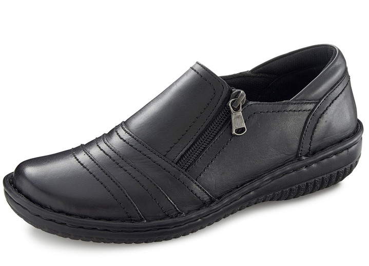 Komfortschuhe - ELENA EDEN, bequeme Damen-Slipper, Weite G, mit herausnehmbarem Fußbett, in Größe 036 bis 042, in Farbe SCHWARZ Ansicht 1