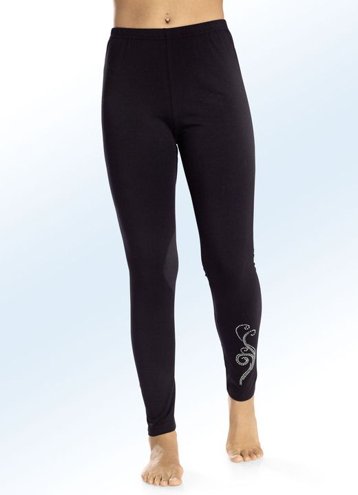 Freizeithosen - Zweierpack Leggings mit bequemem Dehnbund, in Größe 036 bis 058, in Farbe 2X SCHWARZ Ansicht 1