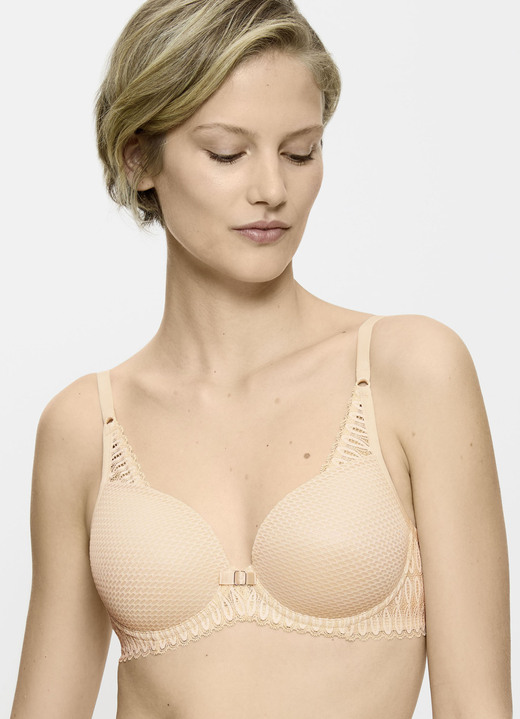 Bügel-BH - Triumph-Aura Spotlight Bügel-BH mit Elastikspitze, in Größe 070 bis 090, in Cup A, in Farbe CREME Ansicht 1