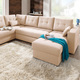 Polstermöbel - Polstermöbel mit Bettfunktion – Farbe BEIGE – Ansicht 7 Polstermöbel - Polstermöbel mit Bettfunktion, in Farbe GRAU, in Ausführung Wohnlandschaft 160x302x198 cm – Farbe BEIGE – Ansicht 7
