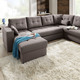 Polstermöbel - Polstermöbel mit Bettfunktion – Farbe BRAUN – Ansicht 1 Polstermöbel - Polstermöbel mit Bettfunktion, in Farbe GRAU, in Ausführung Wohnlandschaft 160x302x198 cm – Farbe BRAUN – Ansicht 1