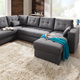 Polstermöbel - Polstermöbel mit Bettfunktion – Farbe GRAU – Ansicht 4 Polstermöbel - Polstermöbel mit Bettfunktion, in Farbe GRAU, in Ausführung Wohnlandschaft 160x302x198 cm – Farbe GRAU – Ansicht 4