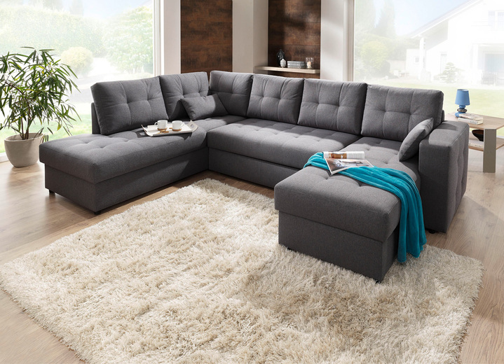 Polstermöbel - Polstermöbel mit Bettfunktion Ansicht 25 Polstermöbel - Polstermöbel mit Bettfunktion, in Farbe GRAU, in Ausführung Wohnlandschaft 160x302x198 cm Ansicht 25