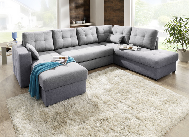 Polstermöbel - Polstermöbel mit Bettfunktion Ansicht 10 Polstermöbel - Polstermöbel mit Bettfunktion, in Farbe GRAU, in Ausführung Wohnlandschaft 160x302x198 cm Ansicht 10