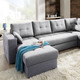 Polstermöbel - Polstermöbel mit Bettfunktion – Farbe SILBER – Ansicht 1 Polstermöbel - Polstermöbel mit Bettfunktion, in Farbe GRAU, in Ausführung Wohnlandschaft 160x302x198 cm – Farbe SILBER – Ansicht 1