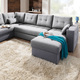 Polstermöbel - Polstermöbel mit Bettfunktion – Farbe SILBER – Ansicht 7 Polstermöbel - Polstermöbel mit Bettfunktion, in Farbe GRAU, in Ausführung Wohnlandschaft 160x302x198 cm – Farbe SILBER – Ansicht 7