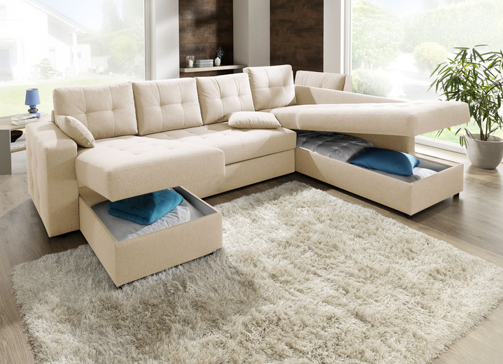 Polstermöbel - Polstermöbel mit Bettfunktion Ansicht 8 Polstermöbel - Polstermöbel mit Bettfunktion, in Farbe GRAU, in Ausführung Wohnlandschaft 160x302x198 cm Ansicht 8