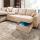 Polstermöbel - Polstermöbel mit Bettfunktion – Farbe BEIGE – Ansicht 8 Polstermöbel - Polstermöbel mit Bettfunktion, in Farbe GRAU, in Ausführung Wohnlandschaft 160x302x198 cm – Farbe BEIGE – Ansicht 8
