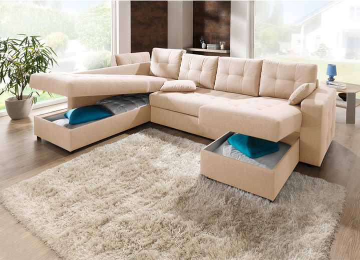 Polstermöbel - Polstermöbel mit Bettfunktion Ansicht 32 Polstermöbel - Polstermöbel mit Bettfunktion, in Farbe GRAU, in Ausführung Wohnlandschaft 160x302x198 cm Ansicht 32