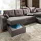 Polstermöbel - Polstermöbel mit Bettfunktion – Farbe BRAUN – Ansicht 2 Polstermöbel - Polstermöbel mit Bettfunktion, in Farbe GRAU, in Ausführung Wohnlandschaft 160x302x198 cm – Farbe BRAUN – Ansicht 2
