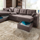 Polstermöbel - Polstermöbel mit Bettfunktion – Farbe BRAUN – Ansicht 8 Polstermöbel - Polstermöbel mit Bettfunktion, in Farbe GRAU, in Ausführung Wohnlandschaft 160x302x198 cm – Farbe BRAUN – Ansicht 8