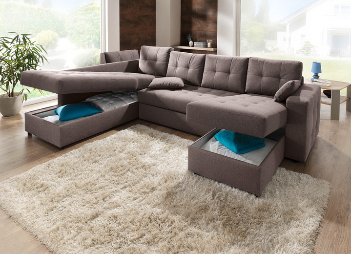Polstermöbel - Polstermöbel mit Bettfunktion Ansicht 29 Polstermöbel - Polstermöbel mit Bettfunktion, in Farbe GRAU, in Ausführung Wohnlandschaft 160x302x198 cm Ansicht 29