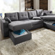 Polstermöbel - Polstermöbel mit Bettfunktion – Farbe GRAU – Ansicht 2 Polstermöbel - Polstermöbel mit Bettfunktion, in Farbe GRAU, in Ausführung Wohnlandschaft 160x302x198 cm – Farbe GRAU – Ansicht 2