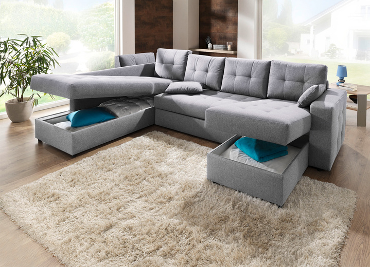 Polstermöbel - Polstermöbel mit Bettfunktion Ansicht 35 Polstermöbel - Polstermöbel mit Bettfunktion, in Farbe GRAU, in Ausführung Wohnlandschaft 160x302x198 cm Ansicht 35