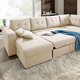 Polstermöbel - Polstermöbel mit Bettfunktion – Farbe BEIGE – Ansicht 3 Polstermöbel - Polstermöbel mit Bettfunktion, in Farbe GRAU, in Ausführung Wohnlandschaft 160x302x198 cm – Farbe BEIGE – Ansicht 3
