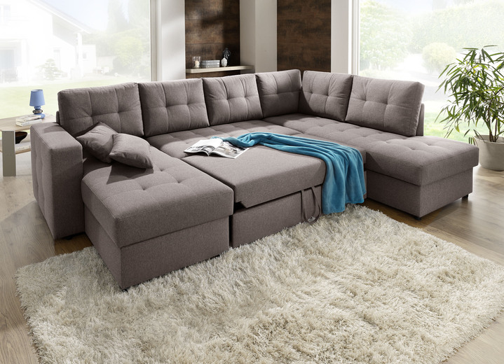 Polstermöbel - Polstermöbel mit Bettfunktion Ansicht 6 Polstermöbel - Polstermöbel mit Bettfunktion, in Farbe GRAU, in Ausführung Wohnlandschaft 160x302x198 cm Ansicht 6