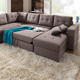 Polstermöbel - Polstermöbel mit Bettfunktion – Farbe BRAUN – Ansicht 9 Polstermöbel - Polstermöbel mit Bettfunktion, in Farbe GRAU, in Ausführung Wohnlandschaft 160x302x198 cm – Farbe BRAUN – Ansicht 9