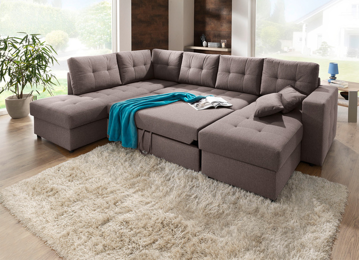 Polstermöbel - Polstermöbel mit Bettfunktion Ansicht 30 Polstermöbel - Polstermöbel mit Bettfunktion, in Farbe GRAU, in Ausführung Wohnlandschaft 160x302x198 cm Ansicht 30