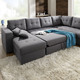 Polstermöbel - Polstermöbel mit Bettfunktion – Farbe GRAU – Ansicht 3 Polstermöbel - Polstermöbel mit Bettfunktion, in Farbe GRAU, in Ausführung Wohnlandschaft 160x302x198 cm – Farbe GRAU – Ansicht 3