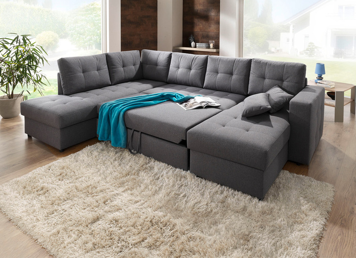 Polstermöbel - Polstermöbel mit Bettfunktion Ansicht 27 Polstermöbel - Polstermöbel mit Bettfunktion, in Farbe GRAU, in Ausführung Wohnlandschaft 160x302x198 cm Ansicht 27